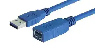 CAU3AX-075M: USB Cable, Type A Plug to Type A Receptacle, 750 mm, 29.5 ft, USB 3.0, Blue