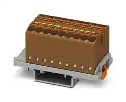 3273054: Panel Mount Barrier Terminal Block, Brown, NS35, 24 A, 690 V, 18 Pole, Push In, 12 AWG