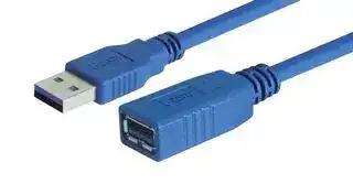 CAU3AX-1M: USB Cable, Type A Plug to Type A Receptacle, 1 m, 3.3 ft, USB 3.0, Blue