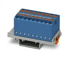 3273046: Panel Mount Barrier Terminal Block, Blue, NS35, 24 A, 690 V, 18 Pole, Push In, 12 AWG