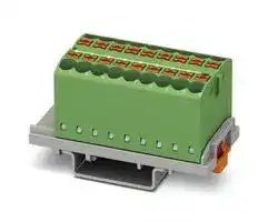 3273052: Panel Mount Barrier Terminal Block, Green, NS35, 24 A, 690 V, 18 Pole, Push In, 12 AWG