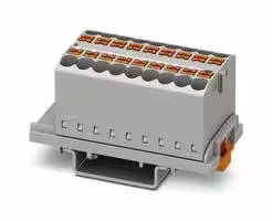 3273044: Panel Mount Barrier Terminal Block, Grey, NS35, 24 A, 690 V, 18 Pole, Push In, 12 AWG