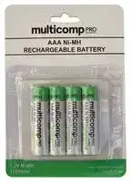 MP001180: Rechargeable Battery, 1.2 V, Nickel Metal Hydride, 1.1 Ah, AAA, Raised Positive and Flat Negative