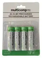 MP001182: Rechargeable Battery, 1.2 V, Nickel Metal Hydride, 2.45 Ah, AA, Raised Positive and Flat Negative