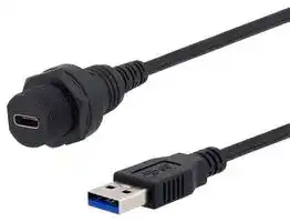 U3A00026-1M: USB Cable, Type A Plug to Type C Receptacle, 1 m, 3.3 ft, USB 3.0, Black