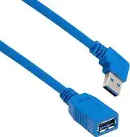 U3A00048-03M: USB Cable, Type A Receptacle to 90° Type A Plug, 300 mm, 11.8 ", USB 3.0, Blue