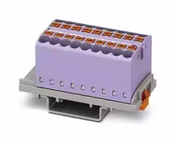 3273060: Panel Mount Barrier Terminal Block, Violet, NS35, 24 A, 690 V, 18 Pole, Push In, 12 AWG