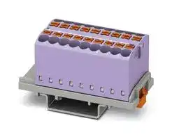 3273060: Panel Mount Barrier Terminal Block, Violet, NS35, 24 A, 690 V, 18 Pole, Push In, 12 AWG