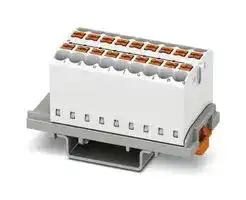 3273056: Panel Mount Barrier Terminal Block, White, NS35, 24 A, 690 V, 18 Pole, Push In, 12 AWG