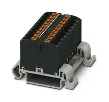 3273190: Panel Mount Barrier Terminal Block, Black, NS35, 24 A, 690 V, 18 Pole, Push In, 12 AWG
