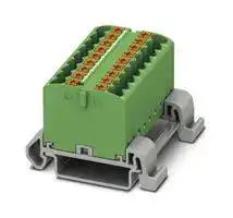 3273184: Panel Mount Barrier Terminal Block, Green, NS35, 24 A, 690 V, 18 Pole, Push In, 12 AWG