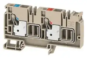 1988250000: DIN Rail Mount Terminal Block, 2 Ways, 20 AWG, 6 AWG, 10 mm², Push In, 57 A