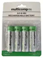MP001174: Rechargeable Battery, 1.2 V, Nickel Metal Hydride, 2.7 Ah, AA, Raised Positive and Flat Negative