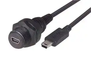 WPUSBMB5X-05M: USB Cable, Mini Type B Plug to Mini Type B Receptacle, 500 mm, 19.7 ", USB 2.0, Black