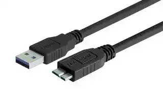 CAU3ZAMICB-03M: USB Cable, Type A Plug to Micro Type B Plug, 300 mm, 11.8 ft, USB 3.0, Black