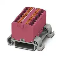 3273193: Panel Mount Barrier Terminal Block, Pink, NS35, 24 A, 690 V, 18 Pole, Push In, 12 AWG