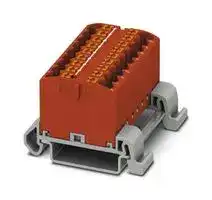 3273180: Panel Mount Barrier Terminal Block, Red, NS35, 24 A, 690 V, 18 Pole, Push In, 12 AWG