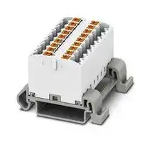 3273188: Panel Mount Barrier Terminal Block, White, NS35, 24 A, 690 V, 18 Pole, Push In, 12 AWG