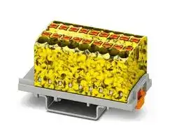 3273064: Panel Mount Barrier Terminal Block, Yel/Blk, NS35, 24 A, 690 V, 18 Pole, Push In, 12 AWG