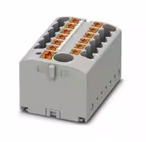 3273482: Panel Mount Barrier Terminal Block, Grey, 24 A, 450 V, 13 Pole, Push In, 12 AWG