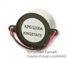 KPEG-200A: Transducer, Piezo, Buzzer, Buzzer, Continuous, 3 V, 20 VDC, 8 mA, 73 dB