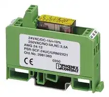 2981363: Safety Relay, 24 VAC/VDC, DPDT, PSRclassic Series, DIN Rail, 5 A, Screw