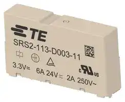 SRS2-113-D003-11: Safety Relay, DC Monostable, 3.3 VDC, SPST-NO, SPST-NC, SRS2 Series, Through Hole, 6 A, PC Pin