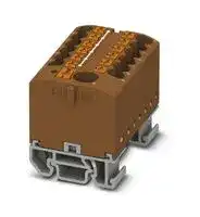 3274198: Panel Mount Barrier Terminal Block, Brown, 24 A, 690 V, 13 Pole, Push In, 12 AWG