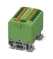 3274196: Panel Mount Barrier Terminal Block, Green, 24 A, 690 V, 13 Pole, Push In, 12 AWG