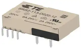 SRS2-113-D020-12: Safety Relay, DC Monostable, 20 VDC, SPST-NO, SPST-NC, SRS2 Series, Through Hole, 6 A