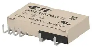 SRS2-113-D003-13: Safety Relay, DC Monostable, 3.3 VDC, SPST-NO, SPST-NC, SRS2 Series, Through Hole, 6 A