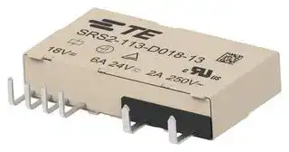SRS2-113-D018-13: Safety Relay, DC Monostable, 18 VDC, SPST-NO, SPST-NC, SRS2 Series, Through Hole, 6 A