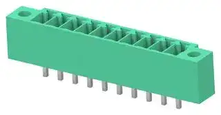 1-2842482-0: Terminal Block, 1Row, Green, w/ Flange, Header, 3.5 mm, 10 Ways, 8 A, 300 V, Through Hole Vertical