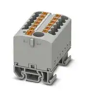 3274188: Panel Mount Barrier Terminal Block, Grey, 24 A, 690 V, 13 Pole, Push In, 12 AWG