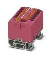 3274205: Panel Mount Barrier Terminal Block, Pink, 24 A, 690 V, 13 Pole, Push In, 12 AWG