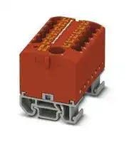 3274192: Panel Mount Barrier Terminal Block, Red, 24 A, 690 V, 13 Pole, Push In, 12 AWG
