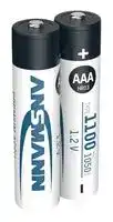 5035222.: Rechargeable Battery, Pack of 2, 1.2 V, Nickel Metal Hydride, 1.1 Ah, AAA