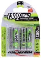 5030792.: Rechargeable Battery, 1.2 V, Nickel Metal Hydride, 1.3 Ah, AA, Raised Positive and Flat Negative