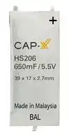 HS206F: Supercapacitor, Prismatic Ultra Thin, 0.65 F, 5.5 V, Solder, ± 20%