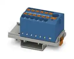 3273090: Panel Mount Barrier Terminal Block, Blue, 24 A, 690 V, 13 Pole, Push In, 12 AWG