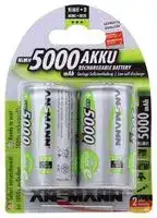 5030922: Rechargeable Battery, Pack of 2, 1.2 V, Nickel Metal Hydride, 5 Ah, D