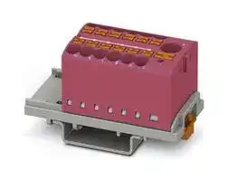 3273105: Panel Mount Barrier Terminal Block, Pink, 24 A, 690 V, 13 Pole, Push In, 12 AWG