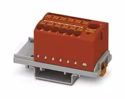 3273092: Panel Mount Barrier Terminal Block, Red, 24 A, 690 V, 13 Pole, Push In, 12 AWG