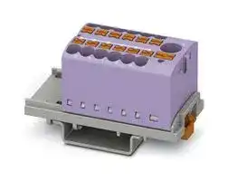3273104: Panel Mount Barrier Terminal Block, Violet, 24 A, 690 V, 13 Pole, Push In, 12 AWG