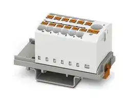 3273100: Panel Mount Barrier Terminal Block, White, 24 A, 690 V, 13 Pole, Push In, 12 AWG