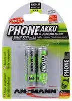 5030902: Rechargeable Battery, DECT, Pack of 2, 1.2 V, Nickel Metal Hydride, 800 mAh, AA