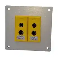 AS-K-FF + FSP-2: Thermocouple Connector, Standard, Yellow, 66 x 69mm Panel, K, Socket, 2Way, ANSI, Fascia Mount