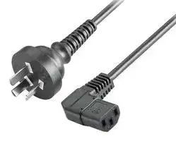 6ES7900-0FA00-0XA0: Power Cable, IEC, 3P 180° Male to 3P 180° Female, 230 VAC, 10 A, 3 m, Black, SIMATIC IPC Series, CN