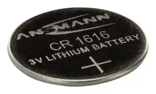 5020132: Battery, Button Cell, Single Cell, 3 V, 1616, Lithium Manganese Dioxide, 55 mAh, Pressure Contact