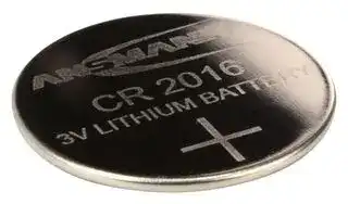 5020082: Battery, Button Cell, Single Cell, 3 V, 2016, Lithium Manganese Dioxide, 85 mAh, Pressure Contact